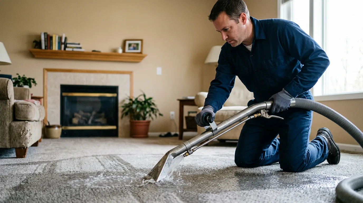 Water damage restoration technician working near Rogers, KY